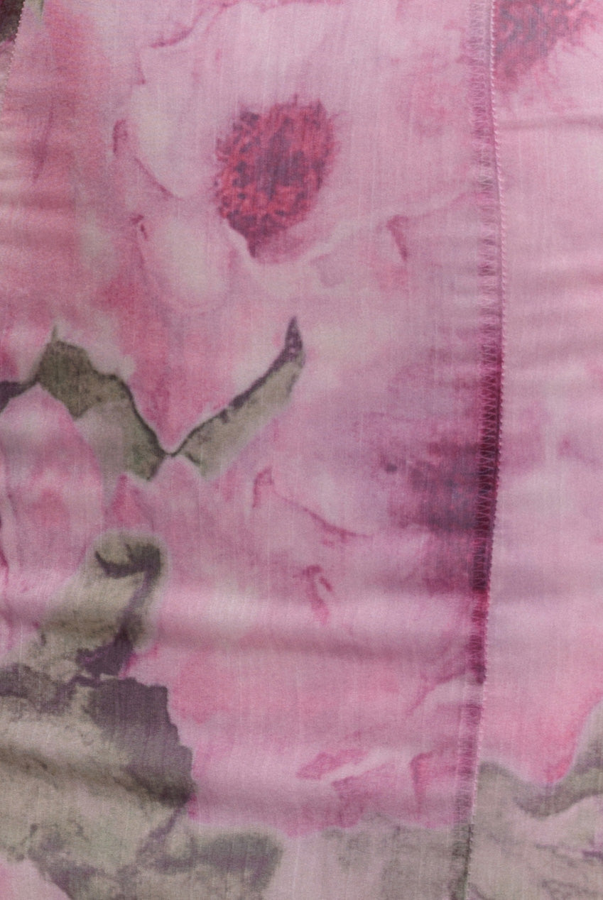 Cowl Neck Floral Print Jacquard Chiffon Maxi Dress - Blush Pink DR4583