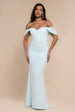 Off The Shoulder Draped Sleeve Maxi Dress With Diamante Neckline - Mint Green by Goddiva