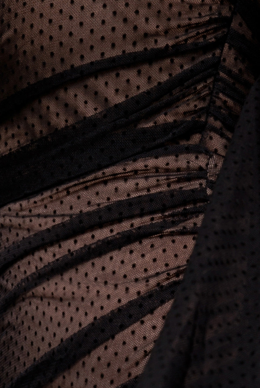 Gathered One Sleeve Angel Wing Mermaid Maxi Dress - Black DR4593