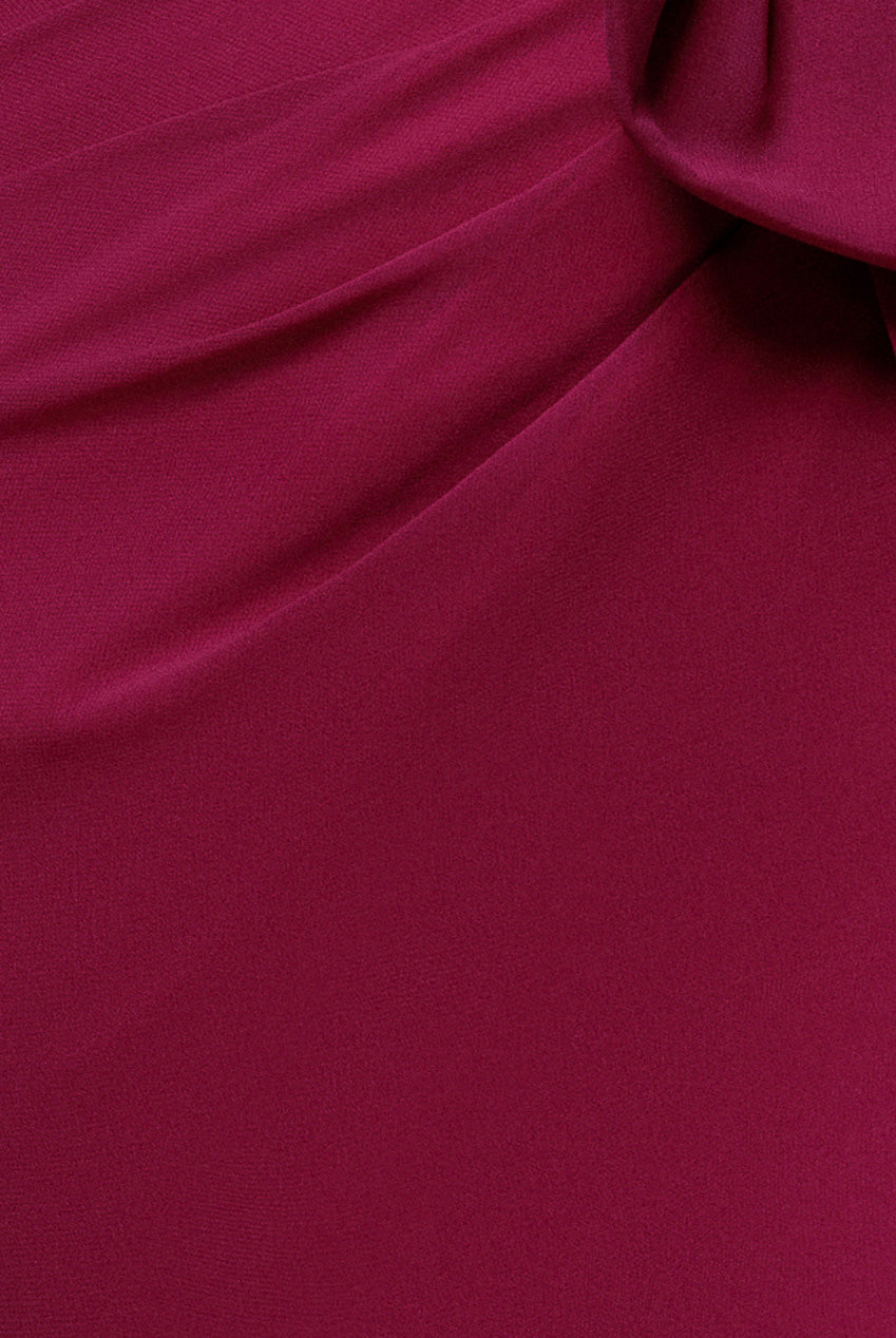 One Shoulder Cowl With Bow Detail Maxi Dress - Magenta DR4606