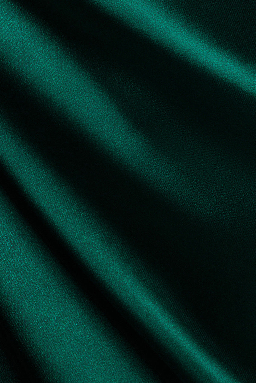 Cowl Neck Back Wing Satin High Low Midi Dress - Emerald Green DR4608