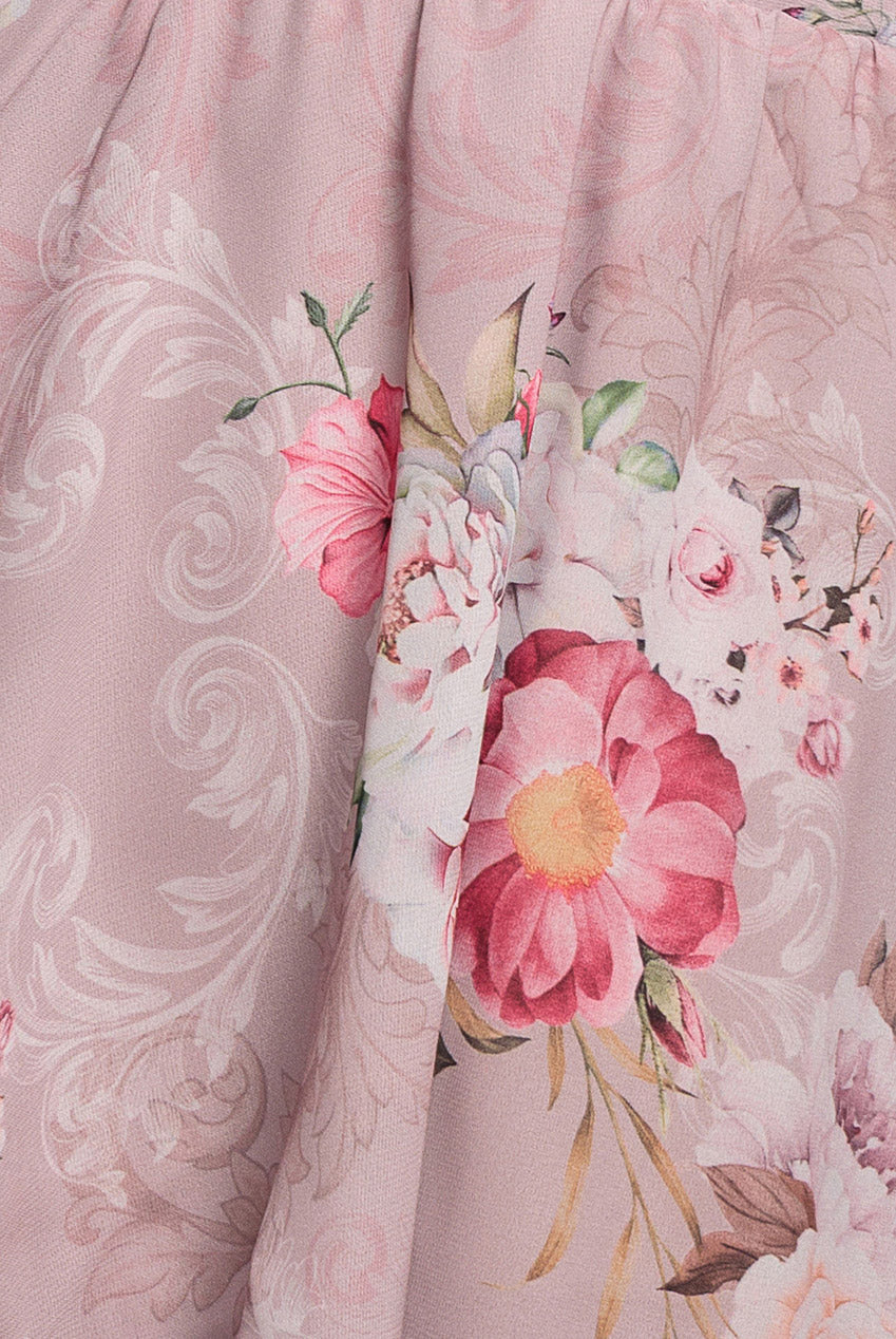 Chiffon Tiered Midi Dress With Elasticated Waist - Blush Pink DR4611BBS