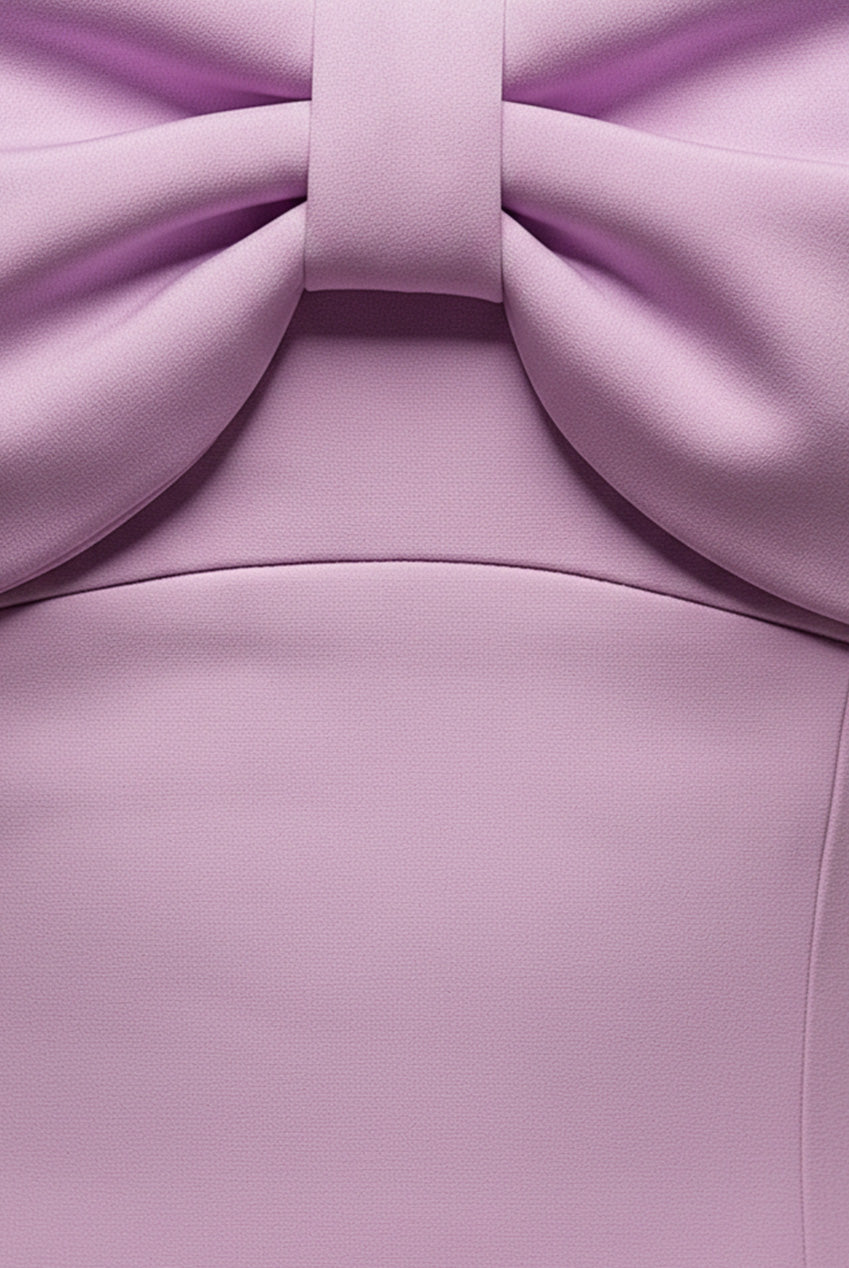 Front Bow Off The Shoulder Mini Dress - Lilac DR4613