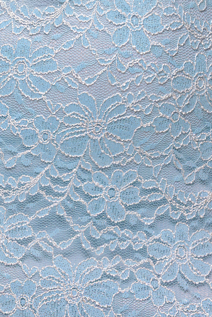 Cape Sleeve Lace Mermaid Hem Maxi Dress - Sky Blue DR4621