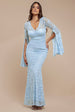 Cape Sleeve Lace Mermaid Hem Maxi Dress - Sky Blue by Goddiva