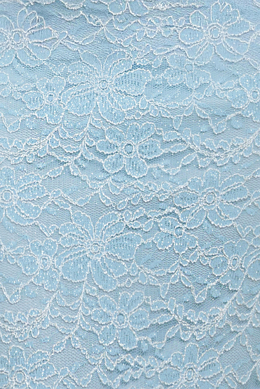 Cape Sleeve Lace Mermaid Hem Maxi Dress - Sky Blue DR4621