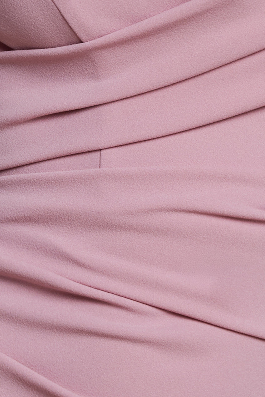 Puffy Satin  Sleeve Scuba Maxi Dress - Blush Pink DR4622
