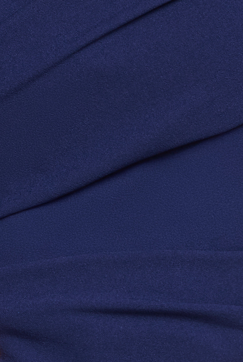 Puffy Satin  Sleeve Scuba Maxi Dress - Navy Blue DR4622