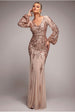 Embellished Sequin Bishop Sleeve Maxi Dress - Champagne by Goddiva
