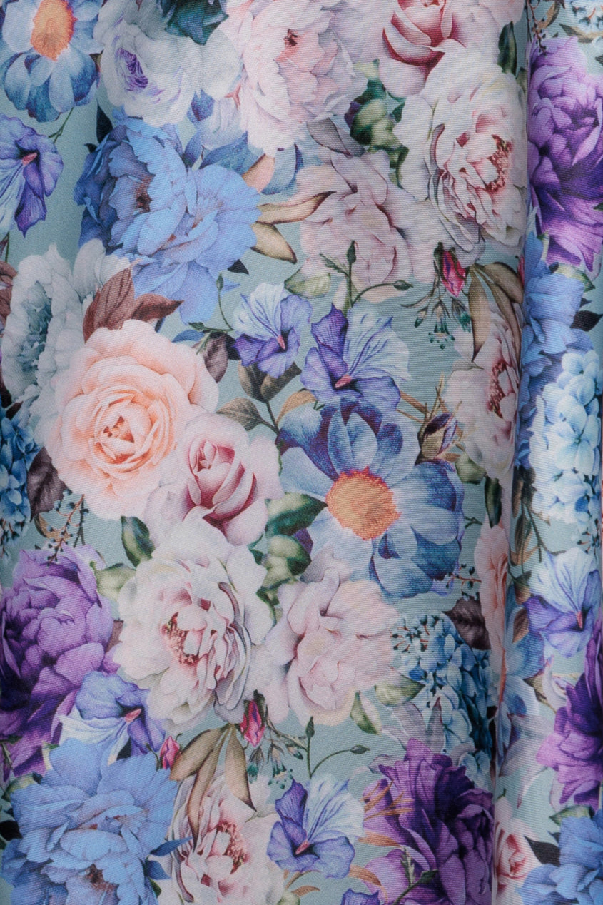 Floral Print A-Line Sweetheart Midi Dress - Sage Green DR4635