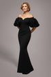 Off The Shoulder 3D Puffed Sleeve Sweetheart Maxi Dress - Black by Goddiva