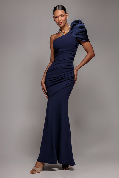 silk chiffon evening dress Brooke Satin and Chiffon Long Sleeve Floor Length Dress