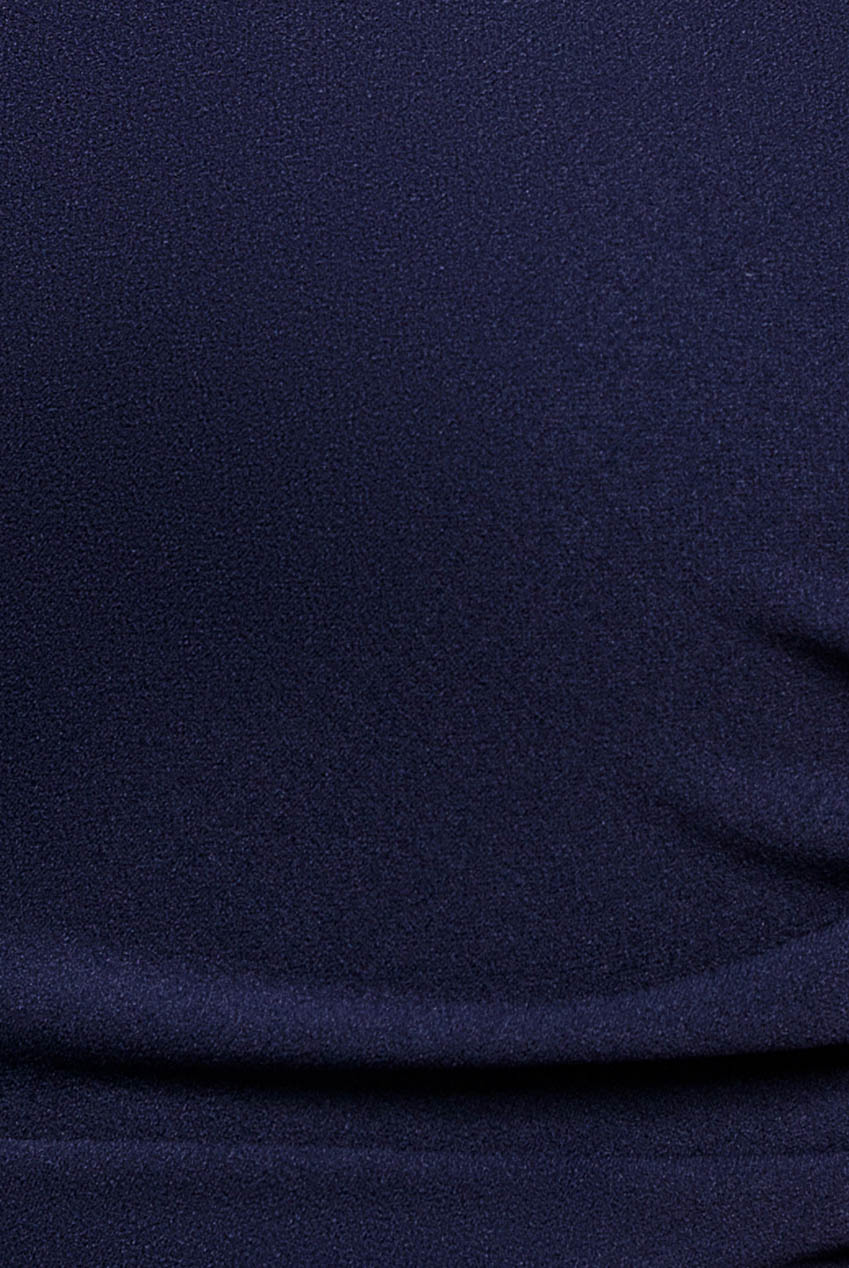 One Shoulder Puffed Satin Sleeve Evening Maxi Dress - Navy Blue DR4640