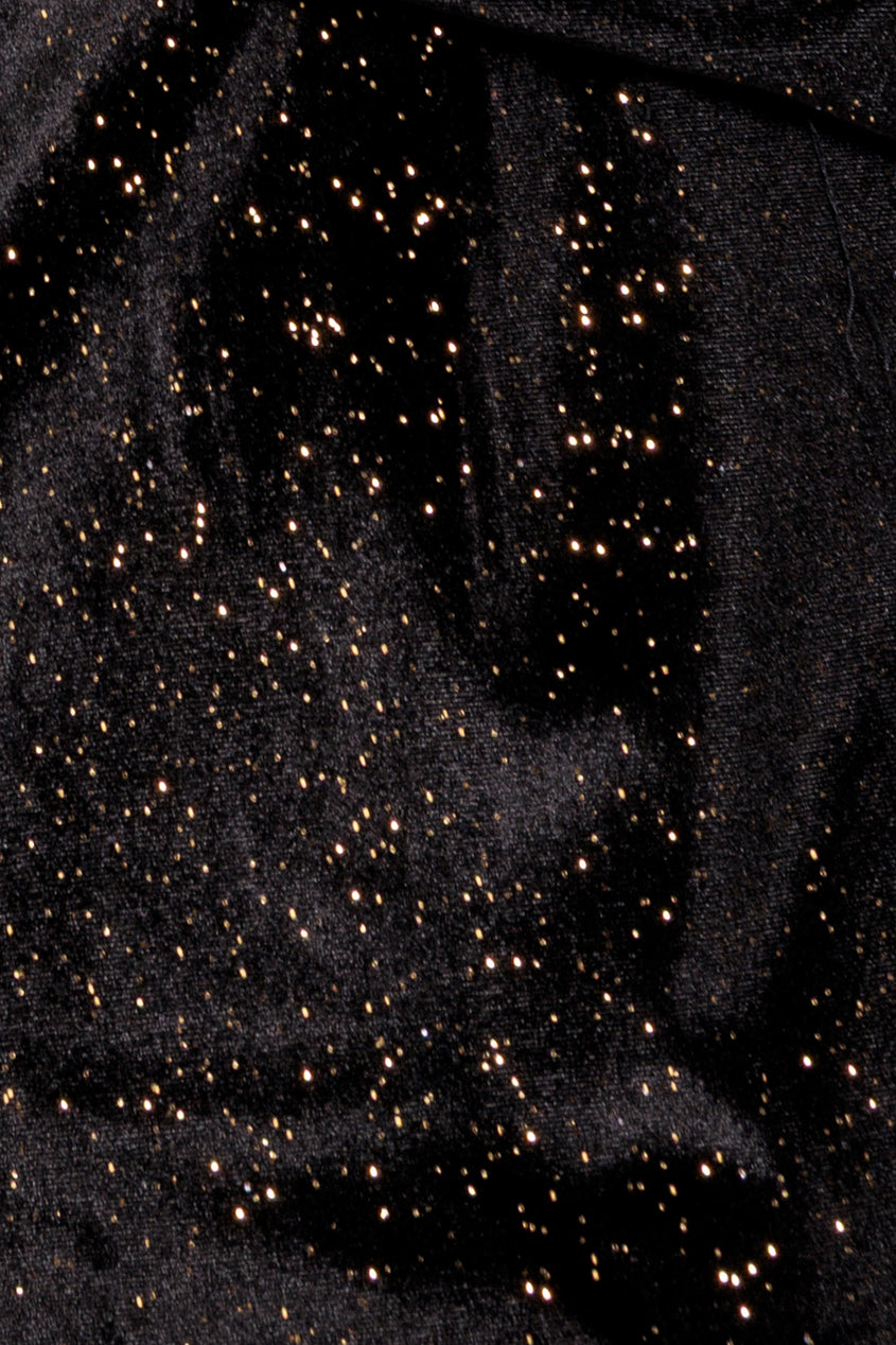 Shimmer Velvet Bardot Maxi Dress - Black Gold DR4643
