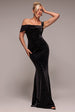 Glitter Polka Dot Velvet One Shoulder Maxi Dress - Black by Goddiva