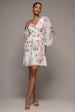 Sustainable Tiered Wrap Floral Mini Dress - White Floral by Goddiva