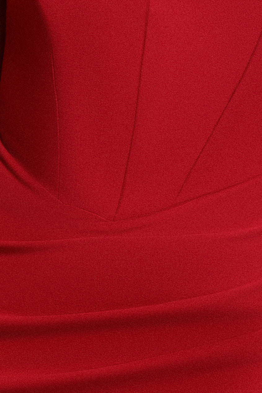 Diamante Heart Trim Evening Maxi Dress - Red DR4674