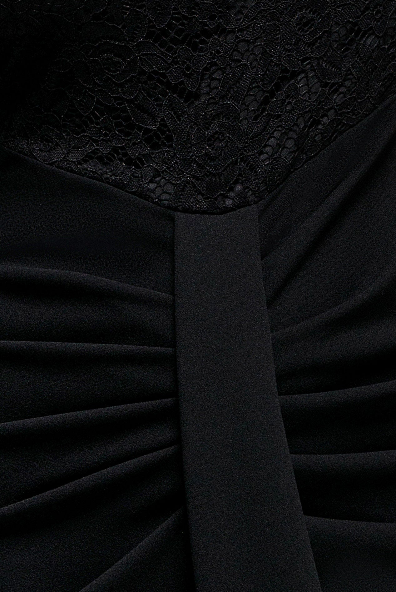 Lace High Neck Sheer Bodice Long Sleeve Maxi Dress - Black DR4677