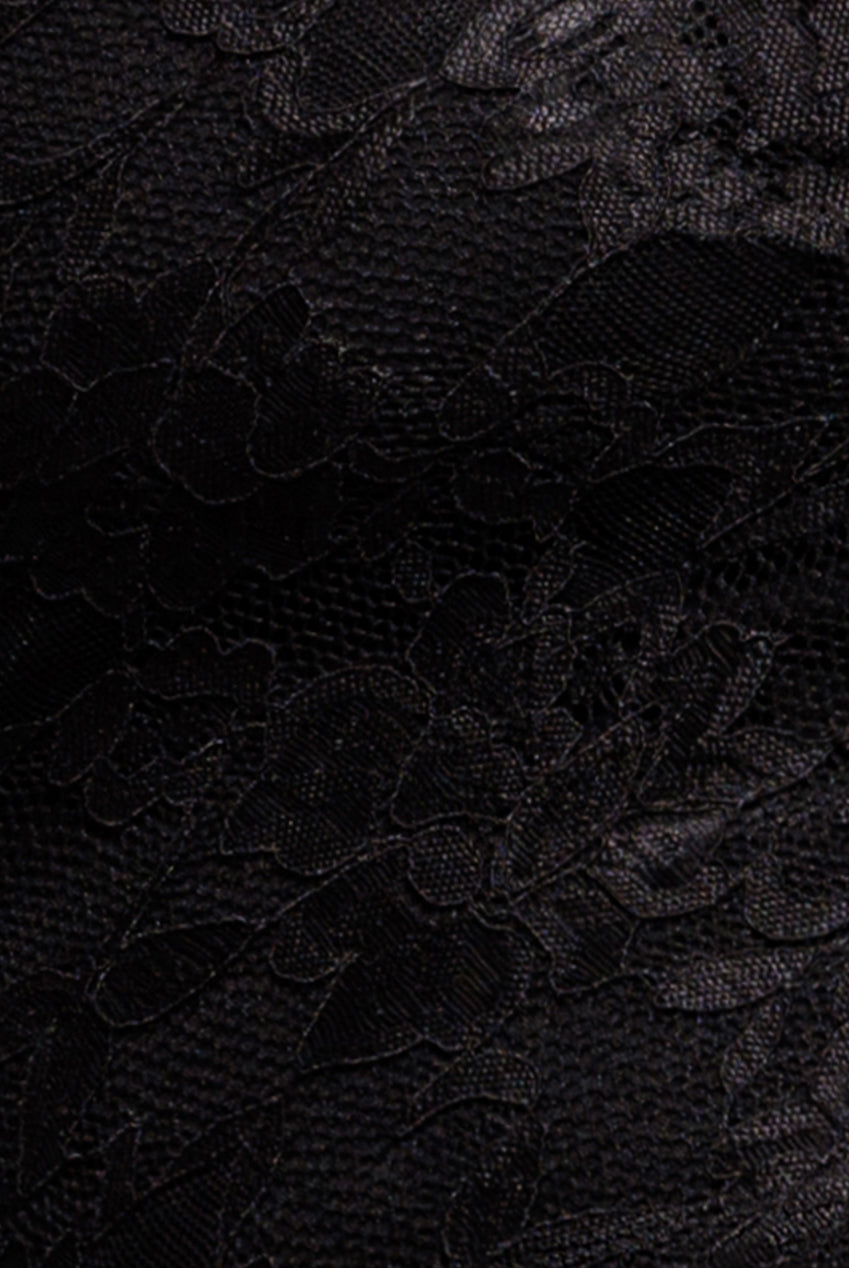 Scalloped Lace Bodice Long Sleeve Bardot Maxi Dress - Black DR4678M