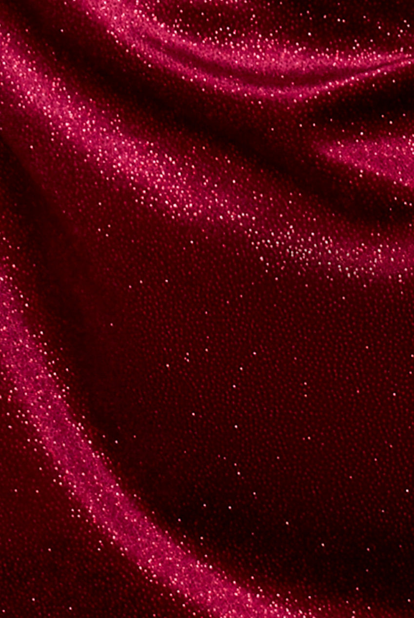 Glitter Velvet Cowl Neck Sheath Midi Dress - Wine DR4691