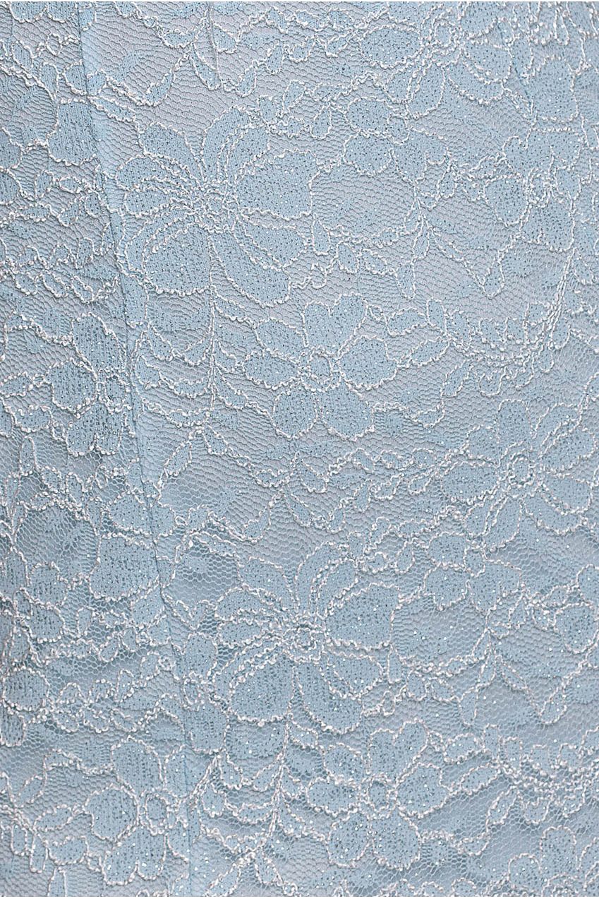 Scallop Lace Puff Sleeve Fit & Flare Midi Dress - Sky Blue DR4694