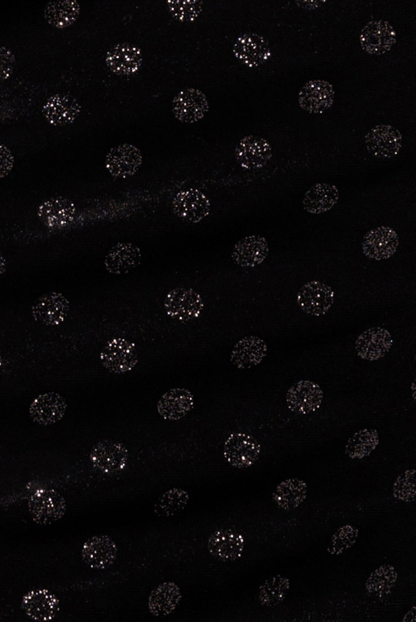 Glitter Velvet Cowl Neck Off The Shoulder Maxi Dress - Black DR4696