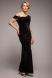 Glitter Velvet Cowl Neck Off The Shoulder Maxi Dress - Black by Goddiva