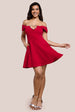 Goddiva Diamante Heart Trim A-Line Mini Dress - Red