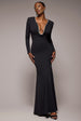 Diamante Embellished Neck Bodycon Maxi Dress - Black by Goddiva