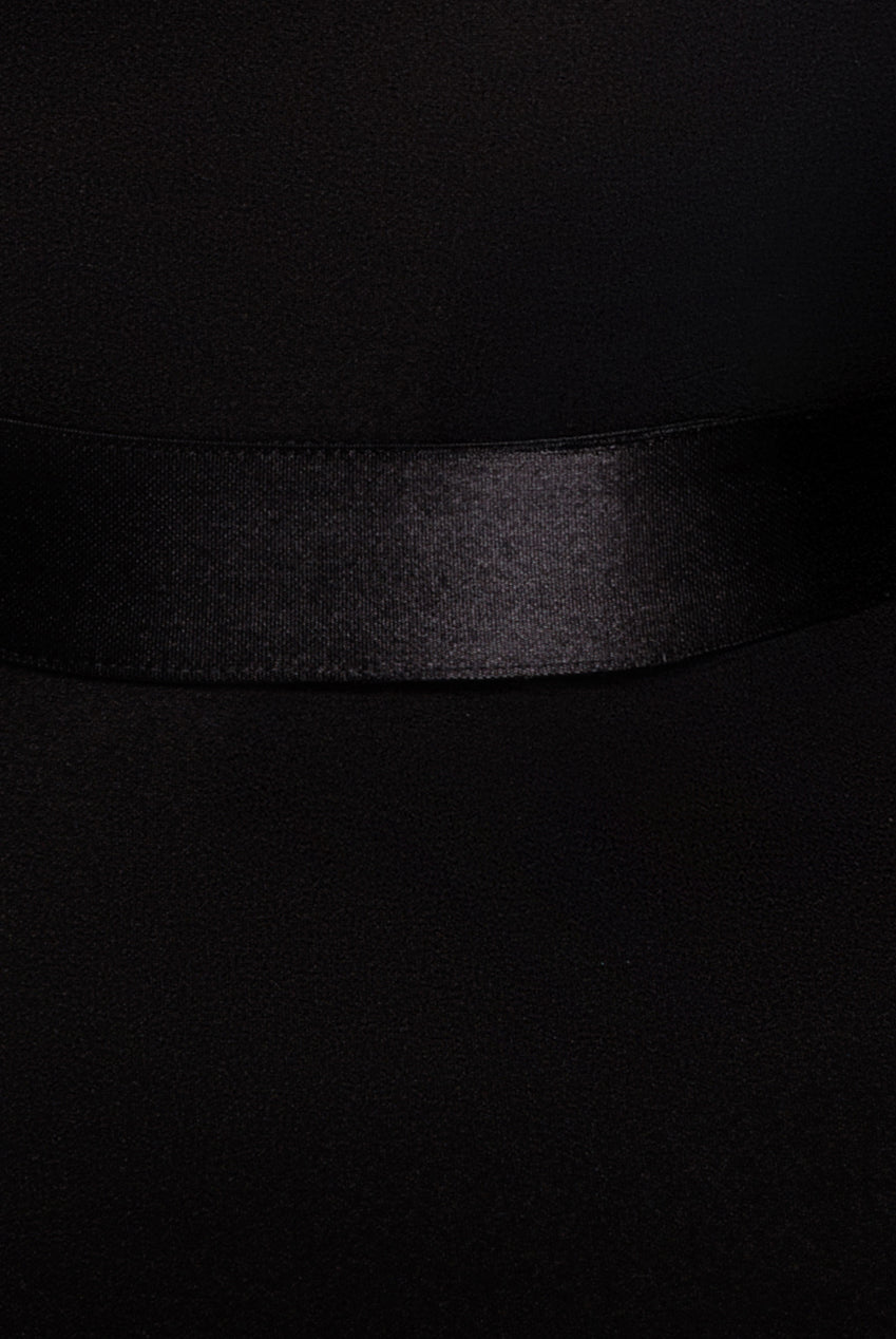 Dobby Mesh Feather Sleeve Evening Maxi Dress - Black DR4703