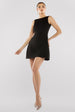 Boatneck Open Back Scuba Mini Dress - Black by Goddiva