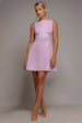 Boatneck Open Back Scuba Mini Dress - Lilac by Goddiva
