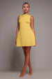 Boatneck Open Back Scuba Mini Dress - Lemon by Goddiva