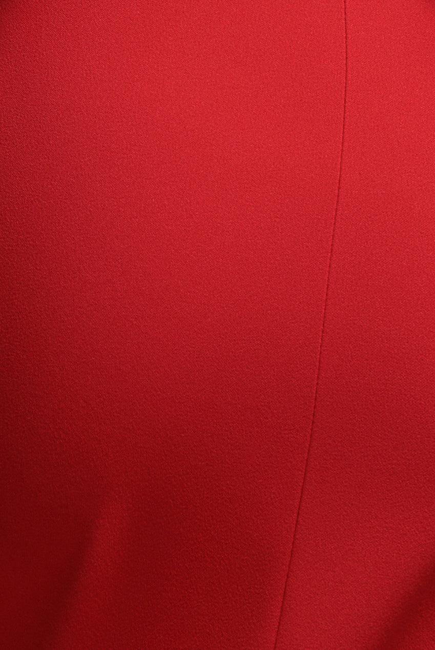 Off Shoulder Back Satin Bow Scuba Maxi Dress - Red DR4708