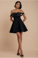 Sparkle Chiffon Cowl Bardot Skater Mini Dress - Black by Goddiva