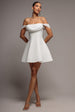 Sparkle Chiffon Cowl Bardot Skater Mini Dress - Cream by Goddiva