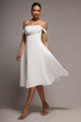 Sparkle Chiffon Cowl Bardot Skater Midi Dress - Cream by Goddiva