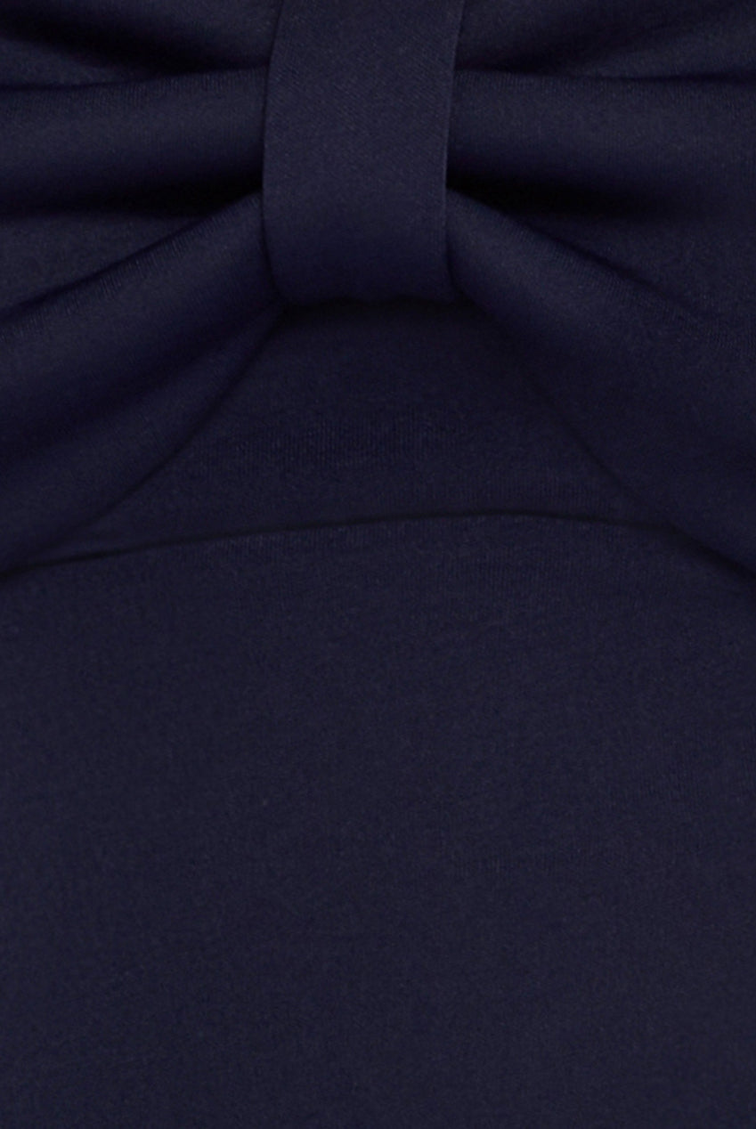 Bow Off The Shoulder A Line Midi Dress - Navy Blue DR4730