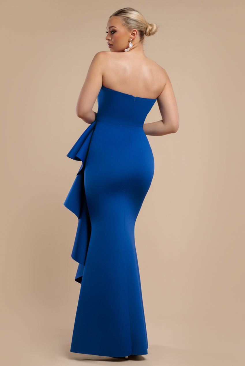 Boobtube Peplum  Waterfall Frill Maxi Dress - Royal Blue DR4738
