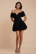 Bardot Babydoll Corset Mini Dress - Black by Goddiva