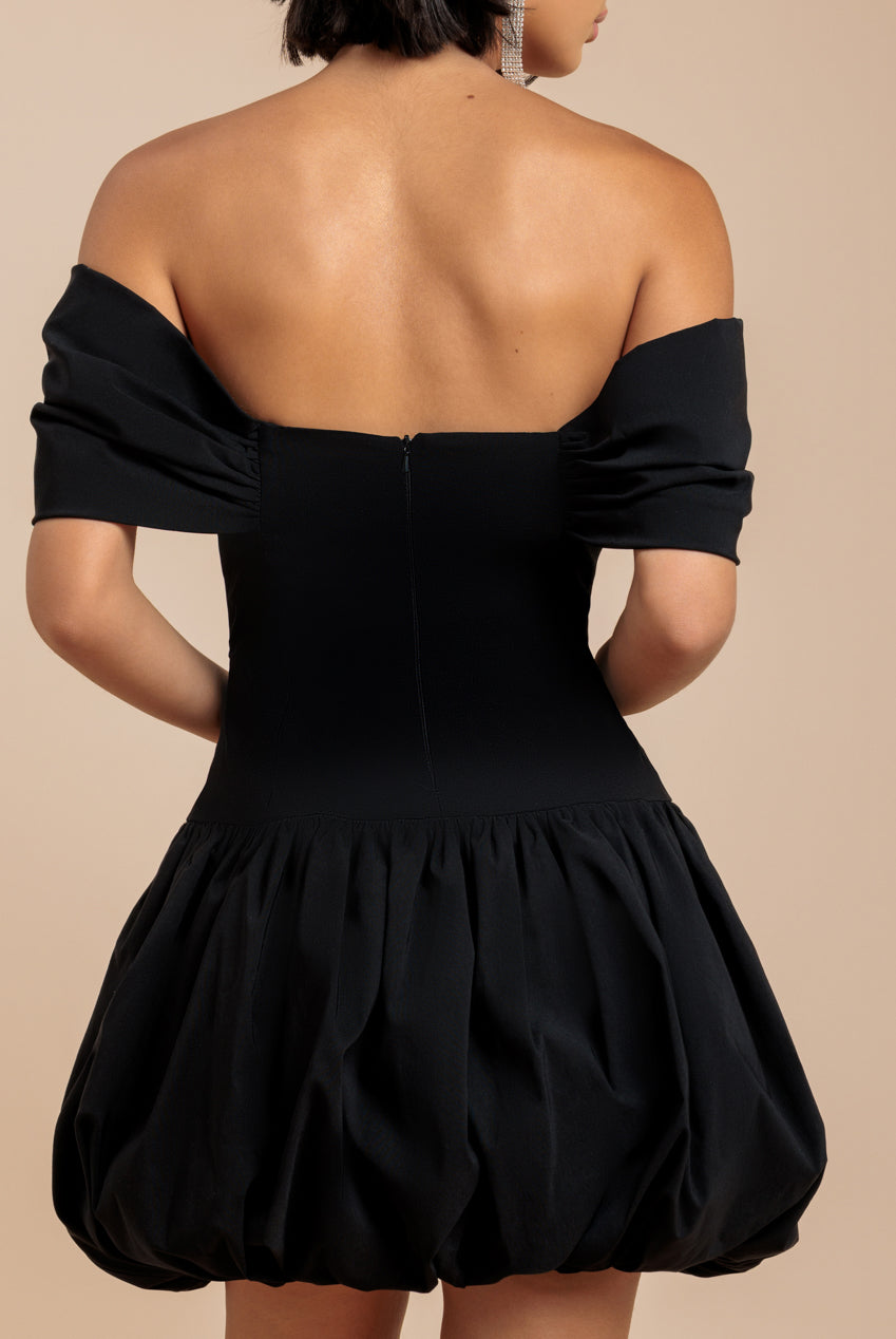 Bardot Babydoll Corset Mini Dress - Black DR4740