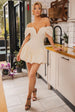 Bardot Babydoll Corset Mini Dress - Cream by Goddiva