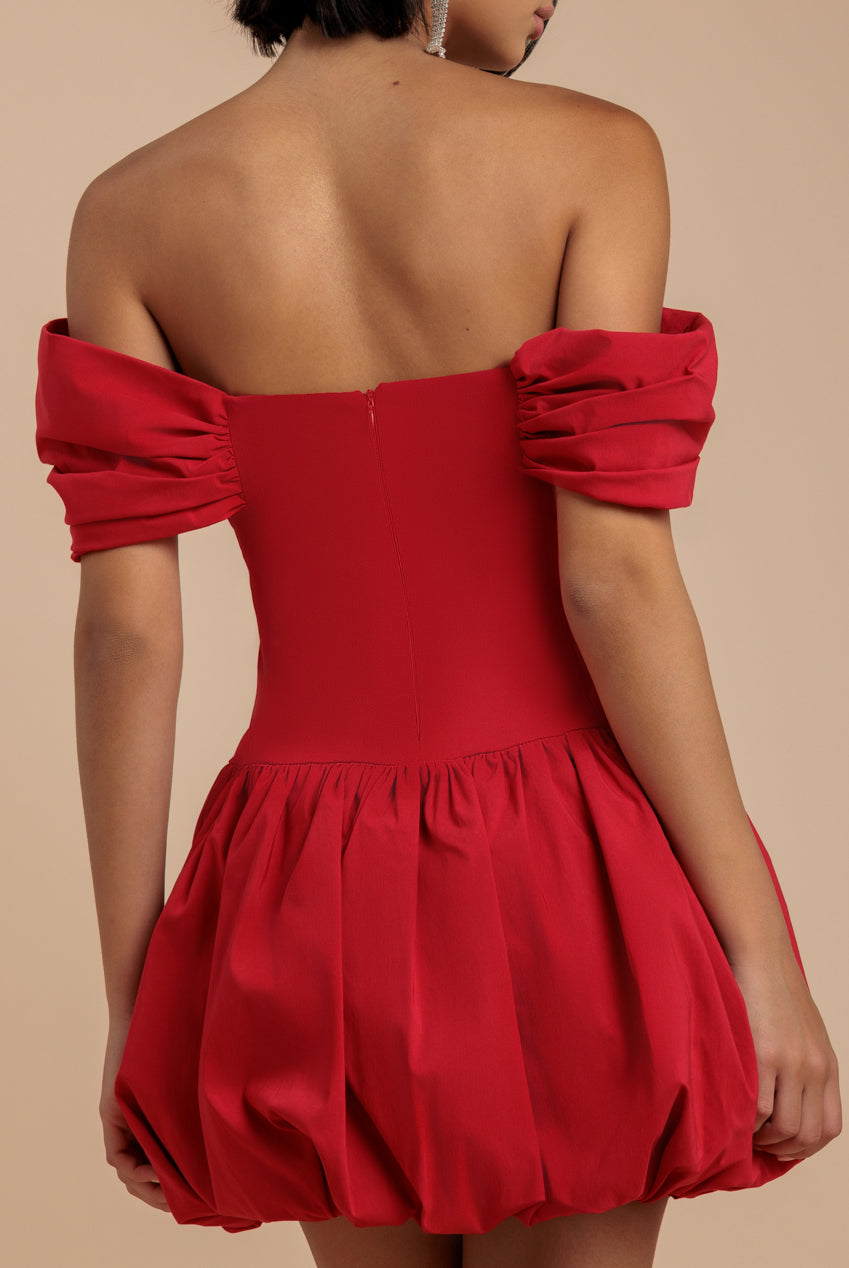 Bardot Babydoll Corset Mini Dress - Red DR4740