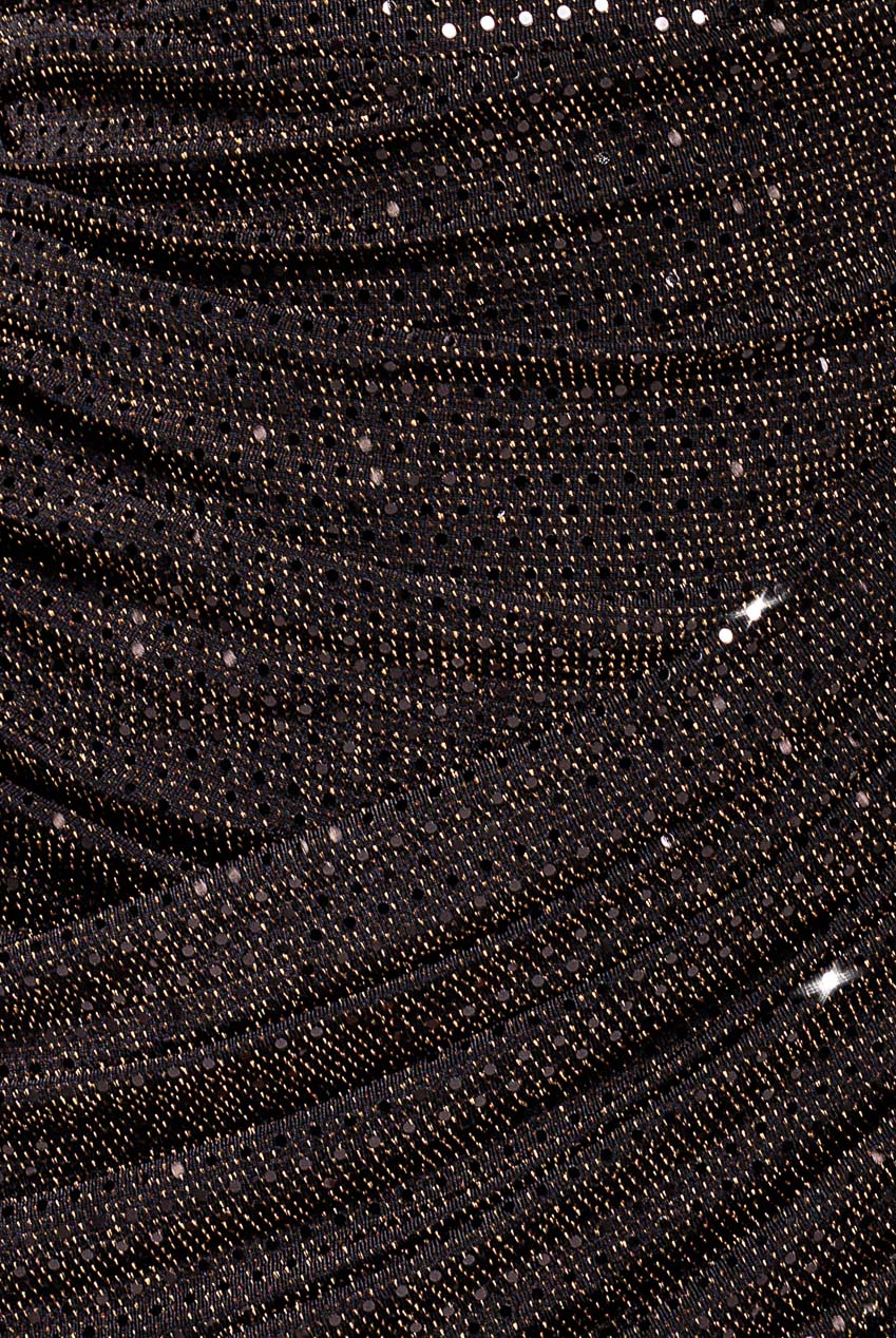 Cowl Neck Glitter Lurex Mini Dress - Black DR4741