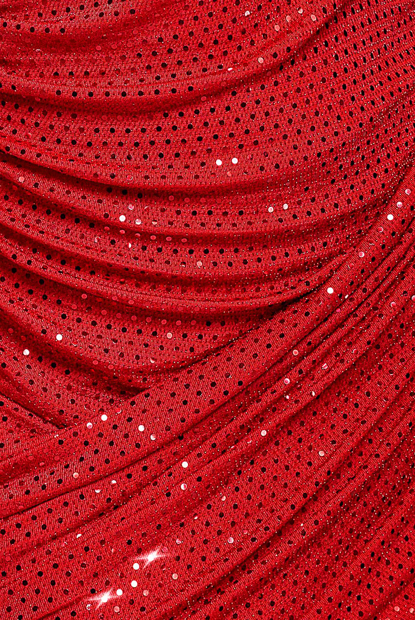 Cowl Neck Glitter Lurex Mini Dress - Red DR4741