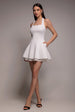 Organza Frill Bow Back Halter Mini Dress - Cream by Goddiva