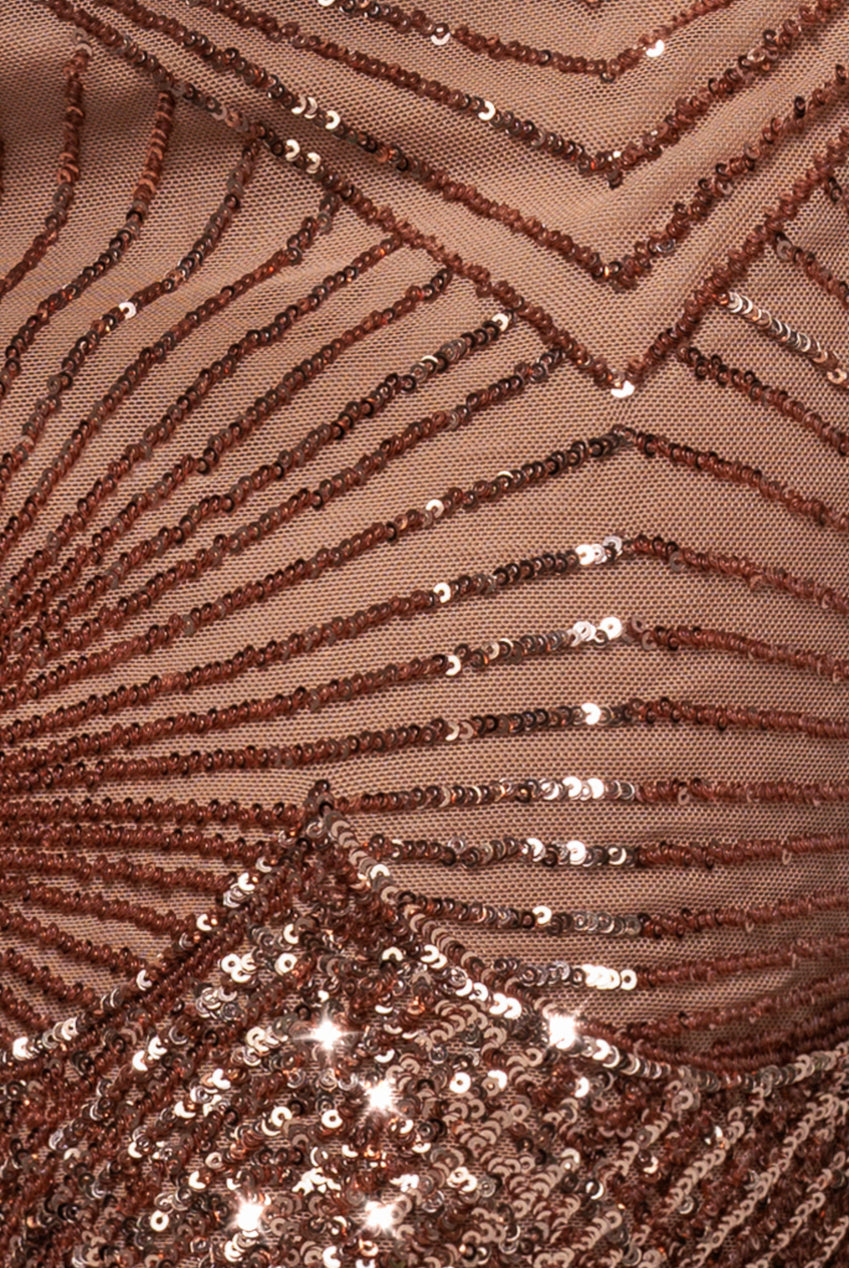 Sequin Starburst Cape Sleeve Mini Dress - Champagne DR4748