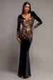 Sequin Ombre Velvet Maxi Dress - Black by Goddiva