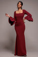 Petal Bow Sleeve Frill Maxi Dress - Wine by Goddiva
