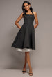 Contrast Organza Frill Bow Back Halter Midi Dress - Black Cream by Goddiva